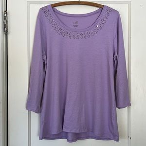 J. Jill Purple Ballet Sleeve T-shirt